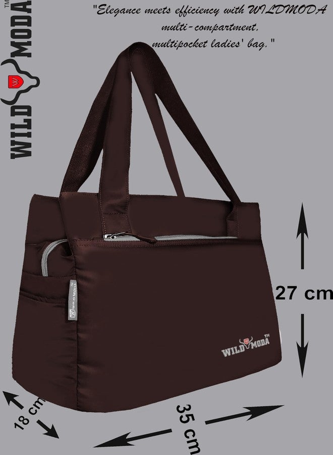 WILD MODA Women Womania Shoulder And Classic Tote Bag For Ladies (Brown) - Image 5